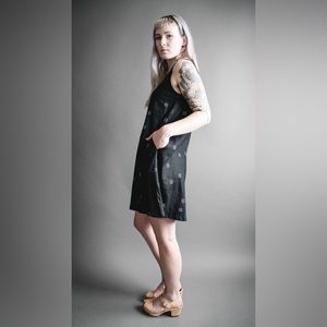 Make It Good Deep V A-Line Black Printed Dress